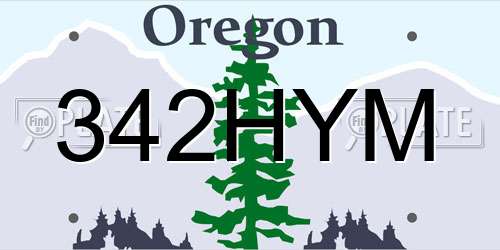 342HYM Oregon License Plate