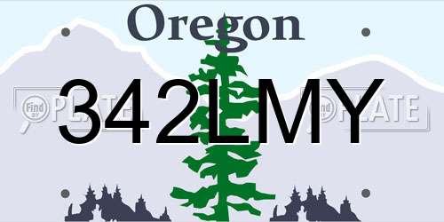 342LMY Oregon License Plate
