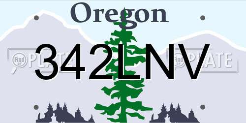342LNV Oregon License Plate