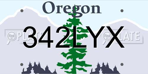 342LYX Oregon License Plate