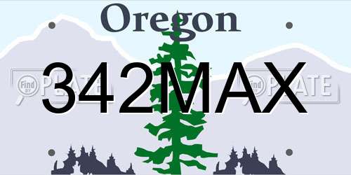 342MAX Oregon License Plate