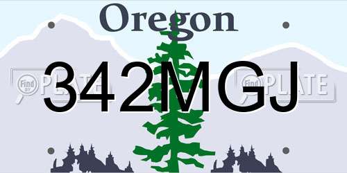 342MGJ Oregon License Plate
