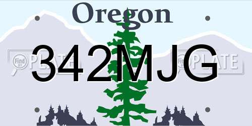 342MJG Oregon License Plate
