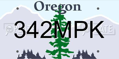 342MPK Oregon License Plate
