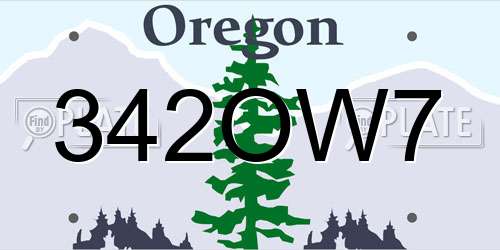 342OW7 Oregon License Plate