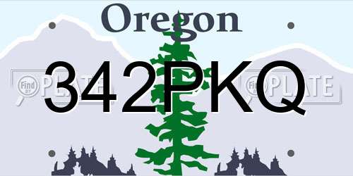 342PKQ Oregon License Plate
