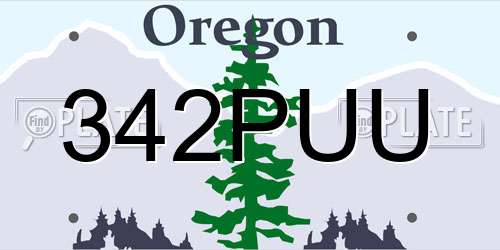 342PUU Oregon License Plate