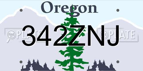 342ZNJ Oregon License Plate