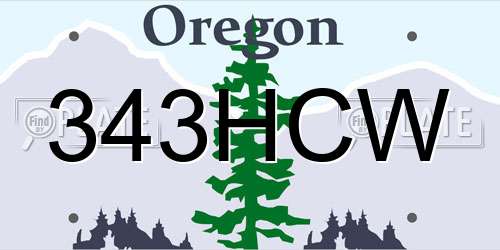 343HCW Oregon License Plate