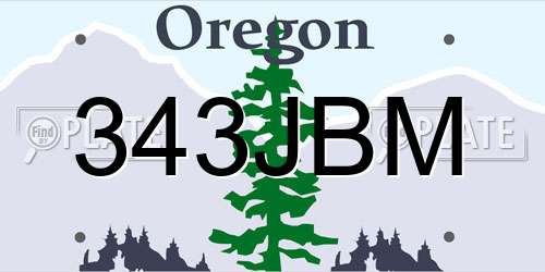343JBM Oregon License Plate