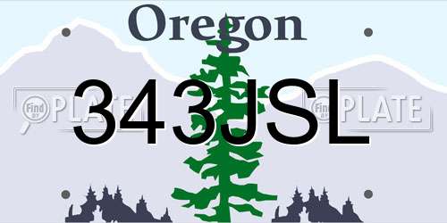 343JSL Oregon License Plate