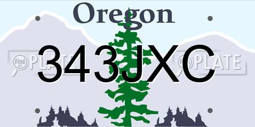 343JXC Oregon License Plate