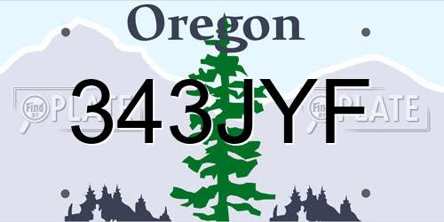 343JYF Oregon License Plate