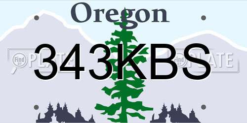 343KBS Oregon License Plate