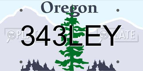 343LEY Oregon License Plate