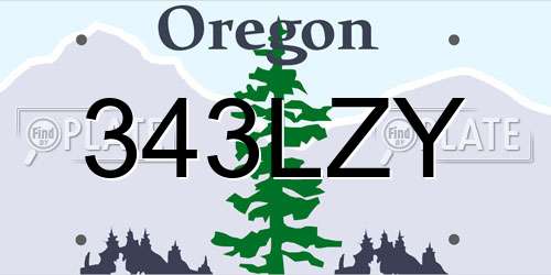 343LZY Oregon License Plate