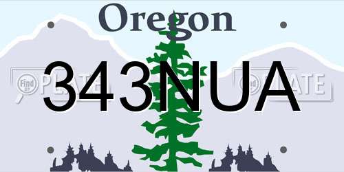 343NUA Oregon License Plate