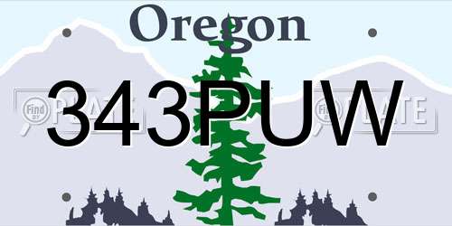 343PUW Oregon License Plate