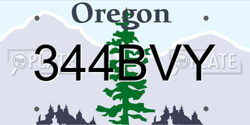 344BVY Oregon License Plate