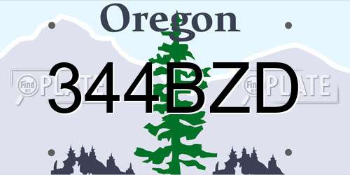 344BZD Oregon License Plate