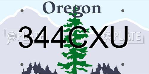 344CXU Oregon License Plate