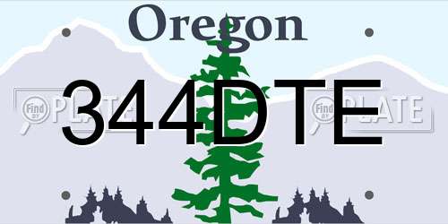 344DTE Oregon License Plate