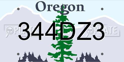 344DZ3 Oregon License Plate