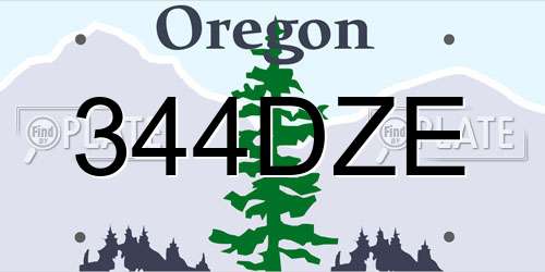 344DZE Oregon License Plate