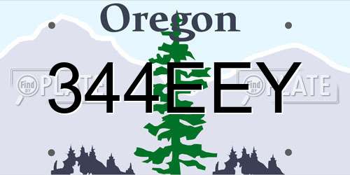 344EEY Oregon License Plate
