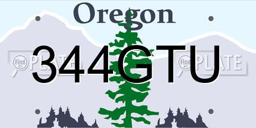 344GTU Oregon License Plate