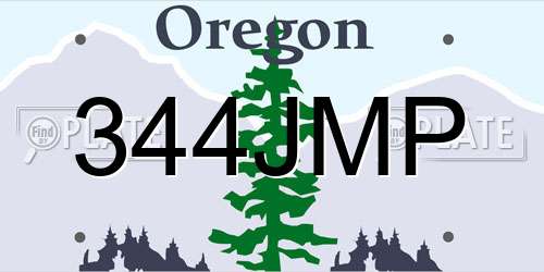 344JMP Oregon License Plate