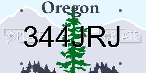 344JRJ Oregon License Plate