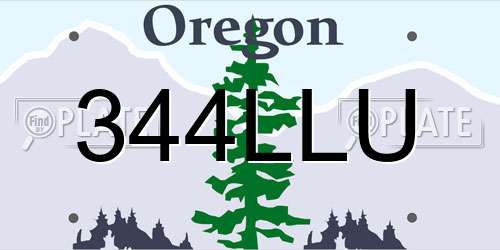 344LLU Oregon License Plate