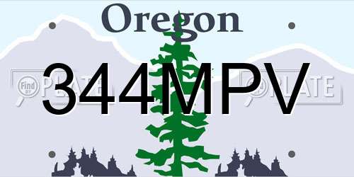 344MPV Oregon License Plate