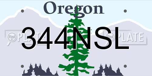 344NSL Oregon License Plate