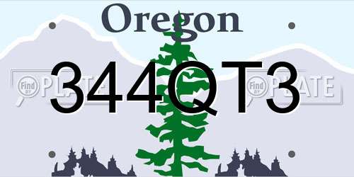 344QT3 Oregon License Plate