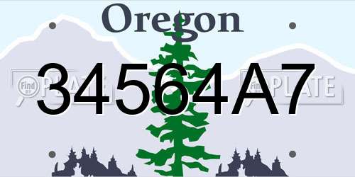 34564A7 Oregon License Plate