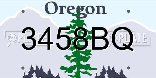 3458BQ Oregon License Plate