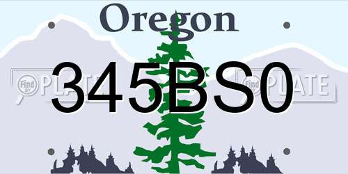 345BS0 Oregon License Plate