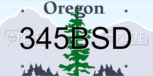 345BSD Oregon License Plate