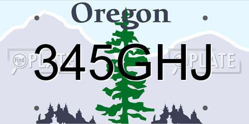 345GHJ Oregon License Plate