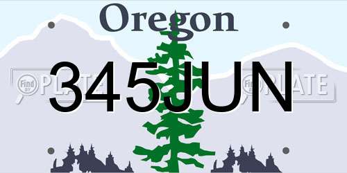 345JUN Oregon License Plate
