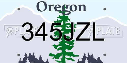 345JZL Oregon License Plate