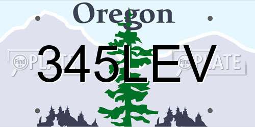 345LEV Oregon License Plate