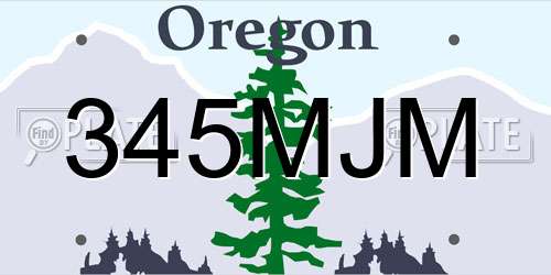 345MJM Oregon License Plate