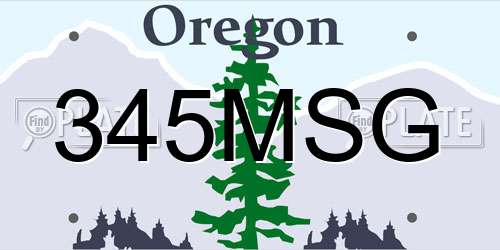 345MSG Oregon License Plate