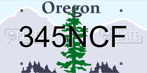 345NCF Oregon License Plate