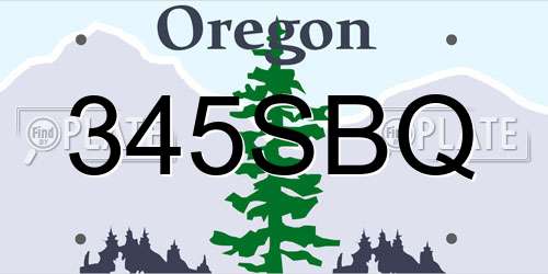 345SBQ Oregon License Plate