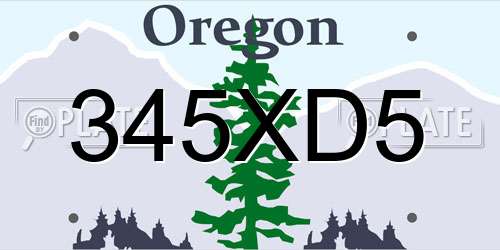 345XD5 Oregon License Plate