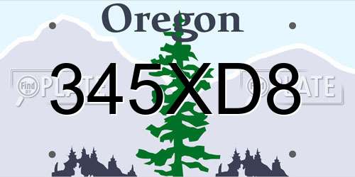 345XD8 Oregon License Plate